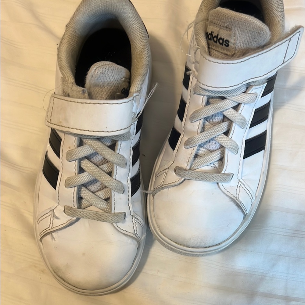 Adidas White and Black Classic Sneakers with Velcro